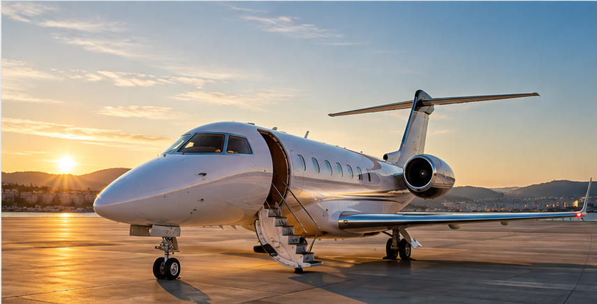 Light Jet aircraft on an airport apron